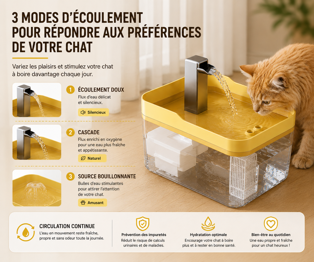 Fontaine à eau transparente pour chat – 1,5 L